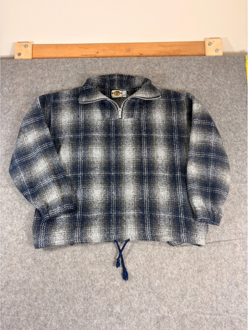 Vintage Earth Ragz 1/4 Zip Flannel Plaid Pullover Size Large